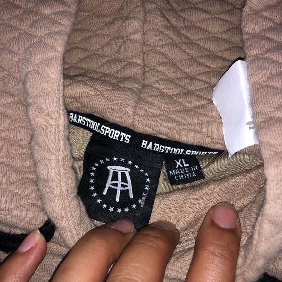 Barstool Sports Hoodie Unisex Beige Quilted Sweatshirt Size XL - Picture 4 of 14